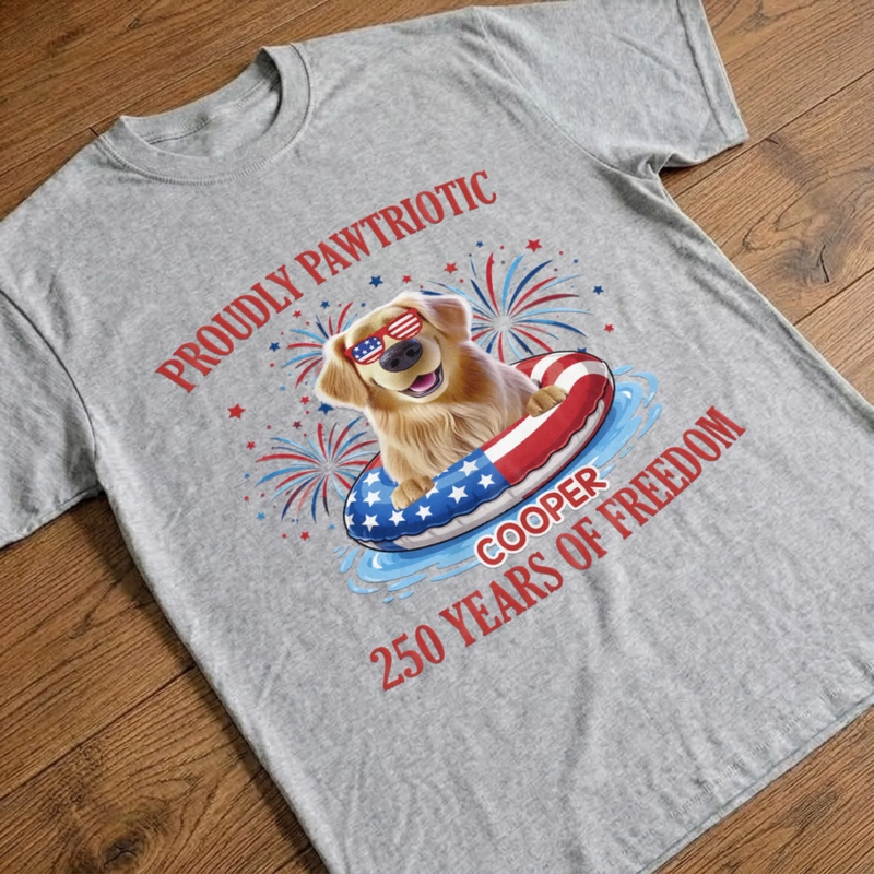 Custom Unisex T-shirt, Premium T-shirt, Hoodie - Personalized America 250th Anniversary Gifts For Dog Lovers, Dog Dad And Mom -  Paws & Freedom