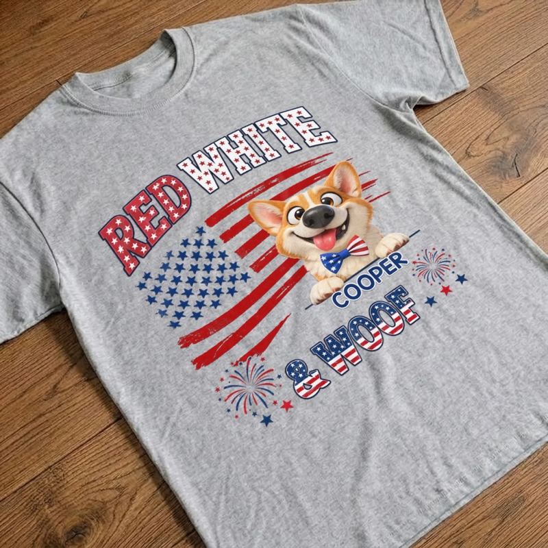 Custom Unisex T-shirt, Premium T-shirt, Hoodie - Personalized 4th Of July Gifts For Dog Lovers, Dog Dad And Mom - America’s Furry Patriot