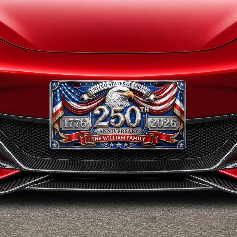 Custom License Plate - Personalized America 250th Anniversary Gifts For Mom, Dad, Brother, Sister, Kids - Together We Spark Joy