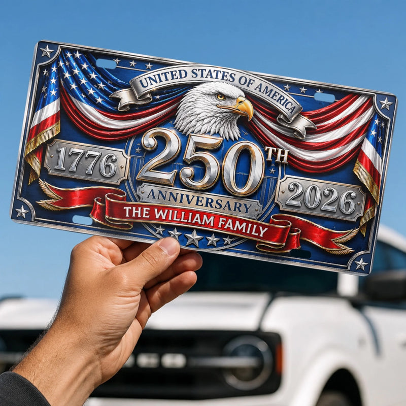 Custom License Plate - Personalized America 250th Anniversary Gifts For Mom, Dad, Brother, Sister, Kids - Together We Spark Joy