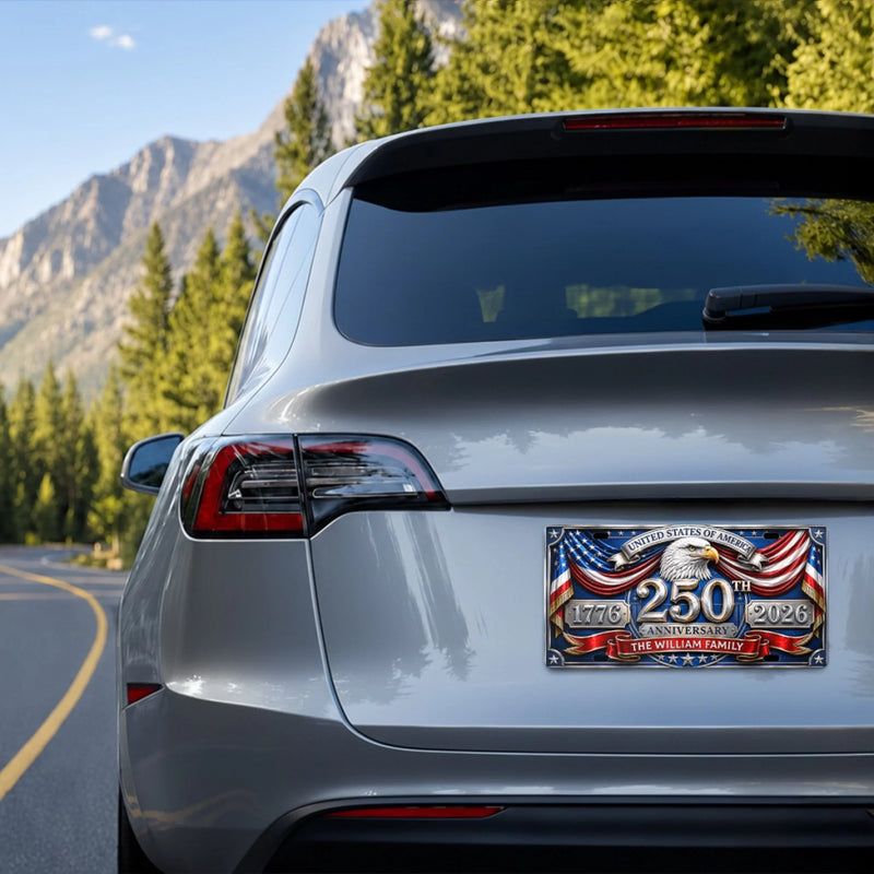 Custom License Plate - Personalized America 250th Anniversary Gifts For Mom, Dad, Brother, Sister, Kids - Together We Spark Joy