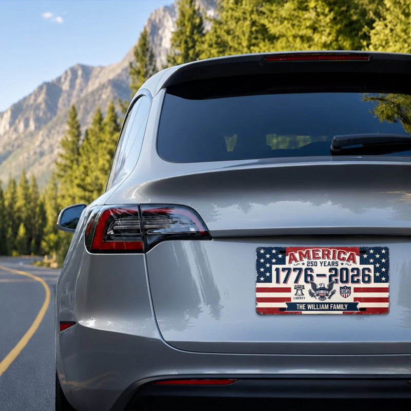 Custom License Plate - Personalized America 250th Anniversary Gifts For Mom, Dad, Brother, Sister, Kids - We Shine Best Together