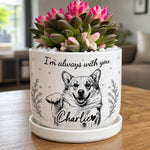 Custom Photo Home Decor Ceramic Plant Pot -  Personalized Pet Memorial Sympathy Gifts For Dogs, Cats - Forever Loved Never Forgotten