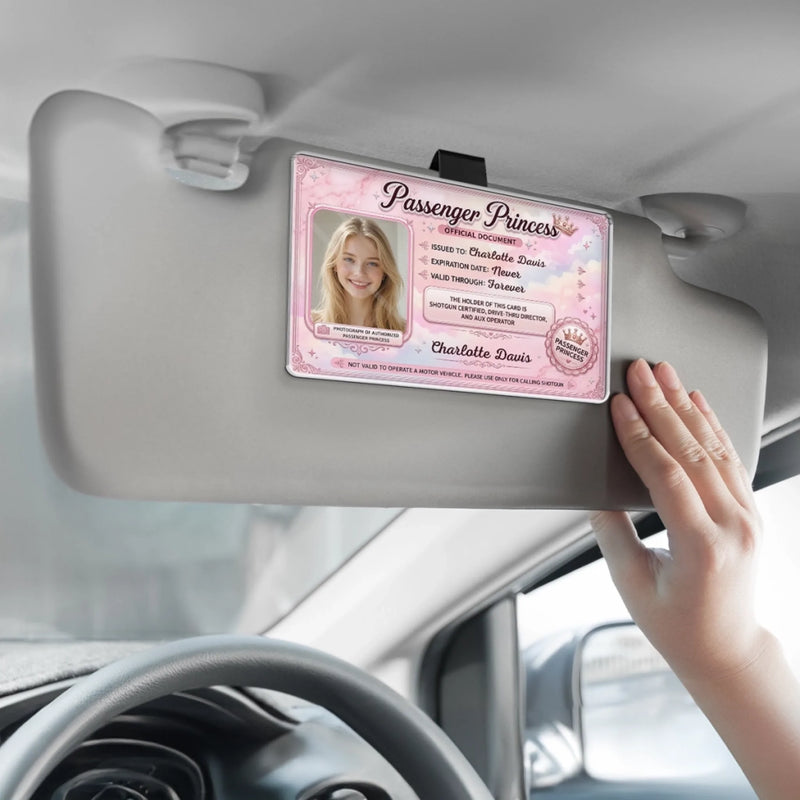Custom Photo Acrylic Car Visor Clip - Personalized Anniversary Wedding Gifts For Wife, Girlfriend - Certified Princess On Board
