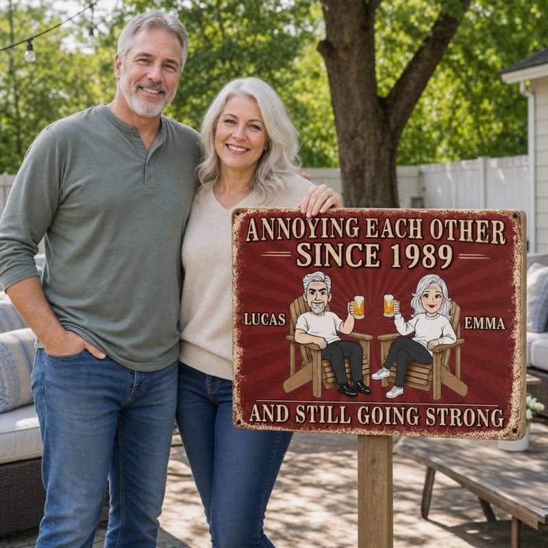 Custom Home Decor Metal Sign - Personalized Anniversary Wedding Gifts For Husband And Wife, Him And Her - Still Driving Each Other Crazy
