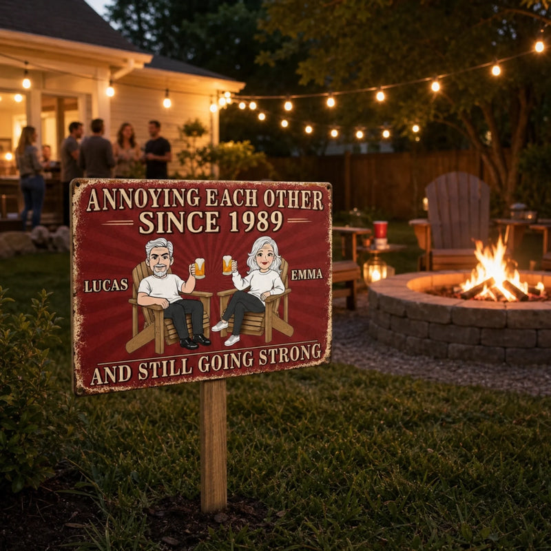 Custom Home Decor Metal Sign - Personalized Anniversary Wedding Gifts For Husband And Wife, Him And Her - Still Driving Each Other Crazy