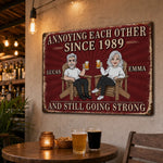 Custom Home Decor Metal Sign - Personalized Anniversary Wedding Gifts For Husband And Wife, Him And Her - Still Driving Each Other Crazy