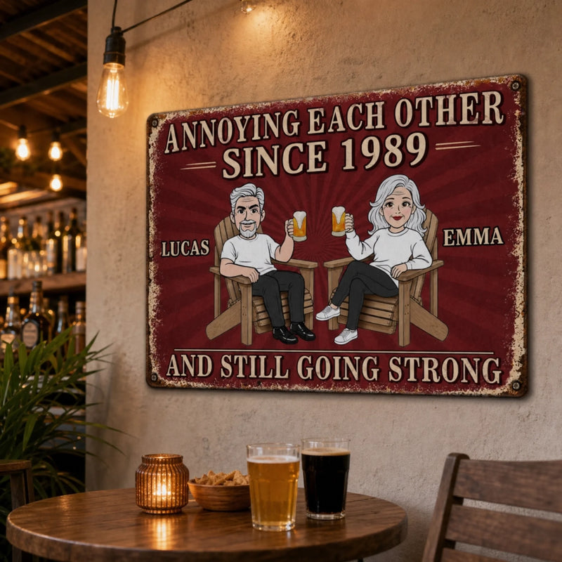 Custom Home Decor Metal Sign - Personalized Anniversary Wedding Gifts For Husband And Wife, Him And Her - Still Driving Each Other Crazy