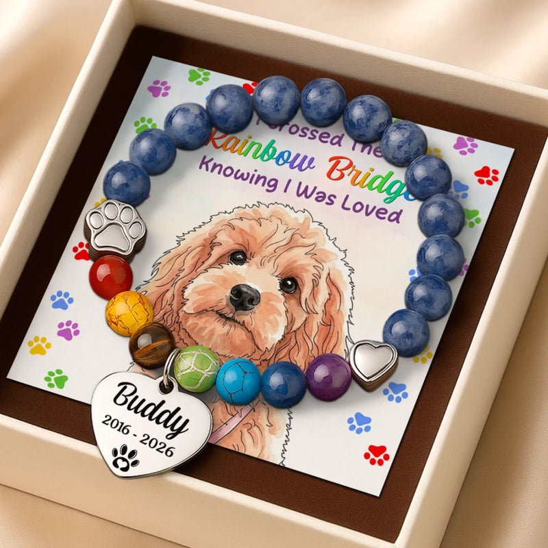 Custom Photo Rainbow Bridge Bracelet - Personalized Pet Memorial Sympathy Gifts For Dogs, Cats - Forever Close To Heart