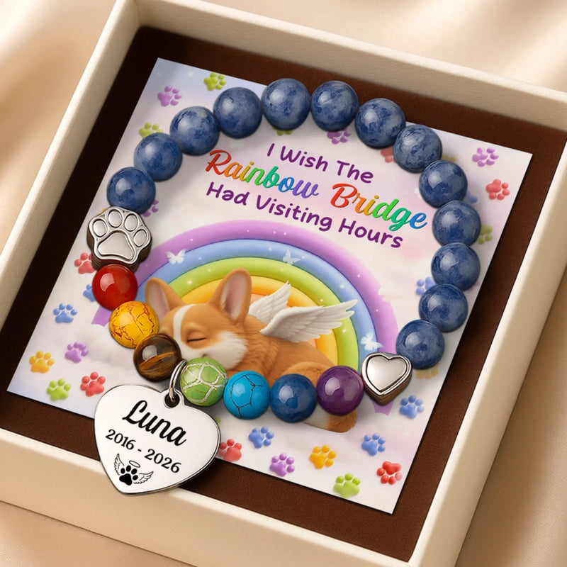 Custom Rainbow Bridge Bracelet - Personalized Pet Memorial Sympathy Gifts For Loss Of Dog - Love Lives On