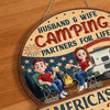 Custom Wood Sign - Personalized America 250th Anniversary, Camping Gifts For Campers, Husband And Wife, Him And Her - Our Happy Camping Place