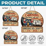 Custom Wood Sign - Personalized America 250th Anniversary, Camping Gifts For Campers, Husband And Wife, Him And Her - Our Happy Camping Place