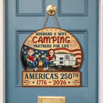 Custom Wood Sign - Personalized America 250th Anniversary, Camping Gifts For Campers, Husband And Wife, Him And Her - Our Happy Camping Place