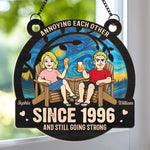 Custom Window Hanging Suncatcher Ornament - Personalized Anniversary Wedding Gifts For Husband And Wife, Him And Her - Our Forever Sunny Love Story