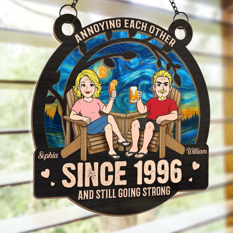Custom Window Hanging Suncatcher Ornament - Personalized Anniversary Wedding Gifts For Husband And Wife, Him And Her - Our Forever Sunny Love Story
