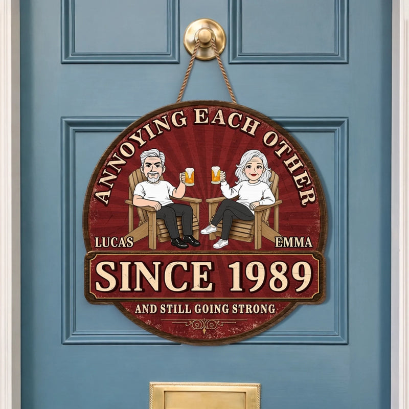 Custom Wood Sign - Personalized Anniversary Wedding Gifts For Husband And Wife, Him And Her - Laughter, Wrinkles And True Love