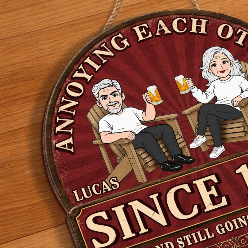 Custom Wood Sign - Personalized Anniversary Wedding Gifts For Husband And Wife, Him And Her - Laughter, Wrinkles And True Love