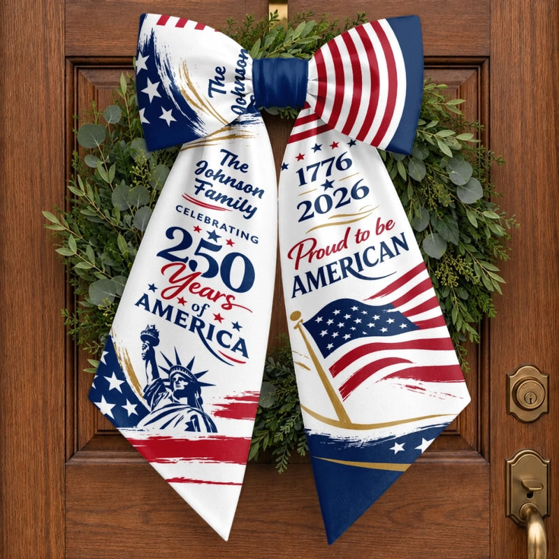 Custom Decorative Sash - Personalized America 250th Anniversary Gifts For Mom, Dad, Brother, Sister, Kids - United In Freedom
