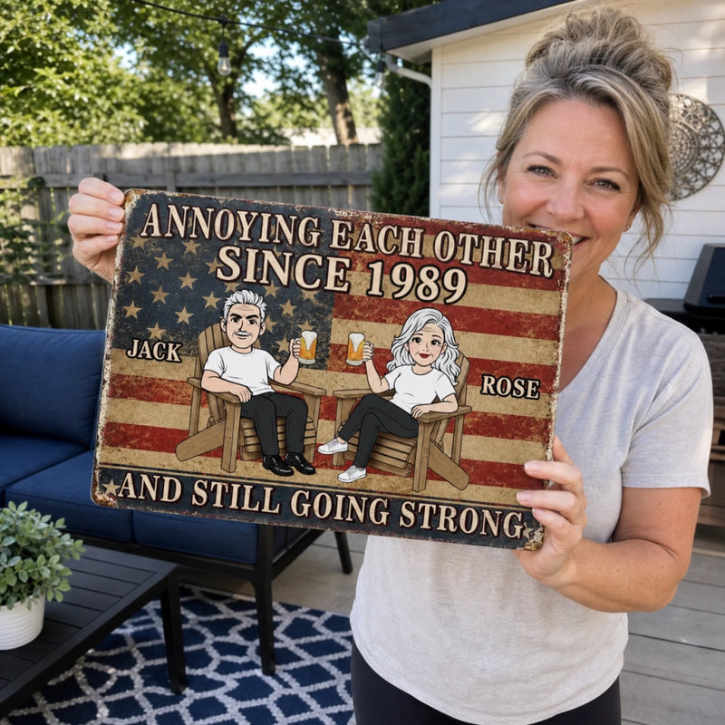 Custom Home Decor Metal Sign - Personalized America 250th Anniversary Wedding Gifts For Husband And Wife, Him And Her - Forever Bound By Love