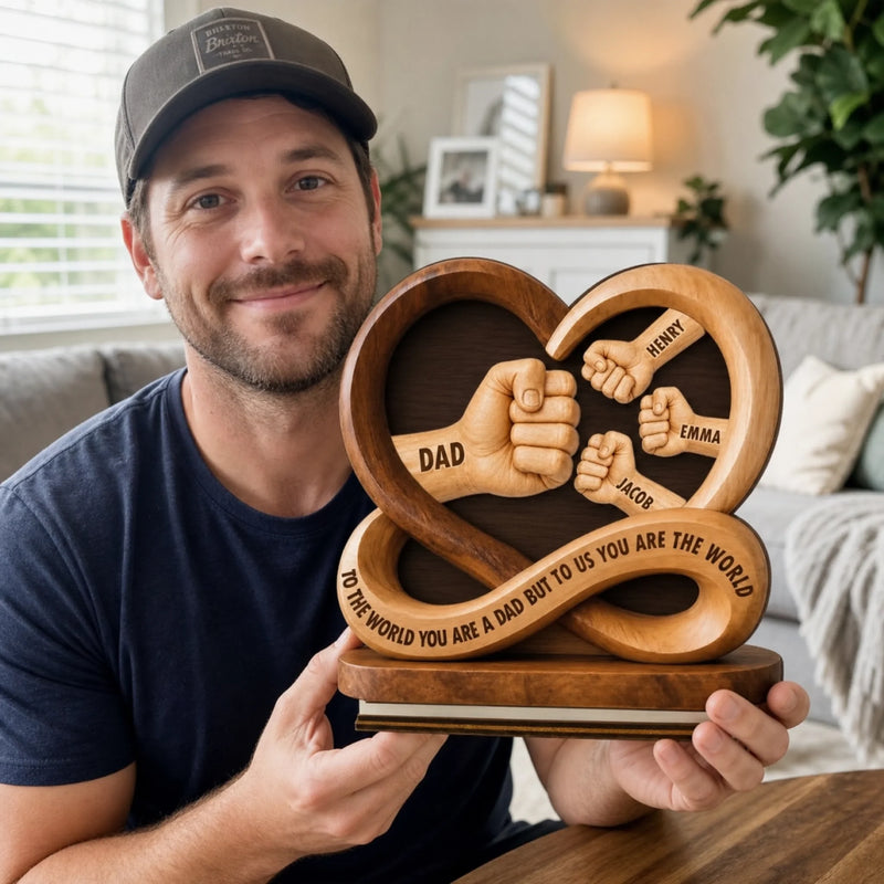 Custom 2-Layered Wooden Plaque - Personalized Father's Day Birthday Gifts For Dad, Grandpa - Proud To Be Your Kids