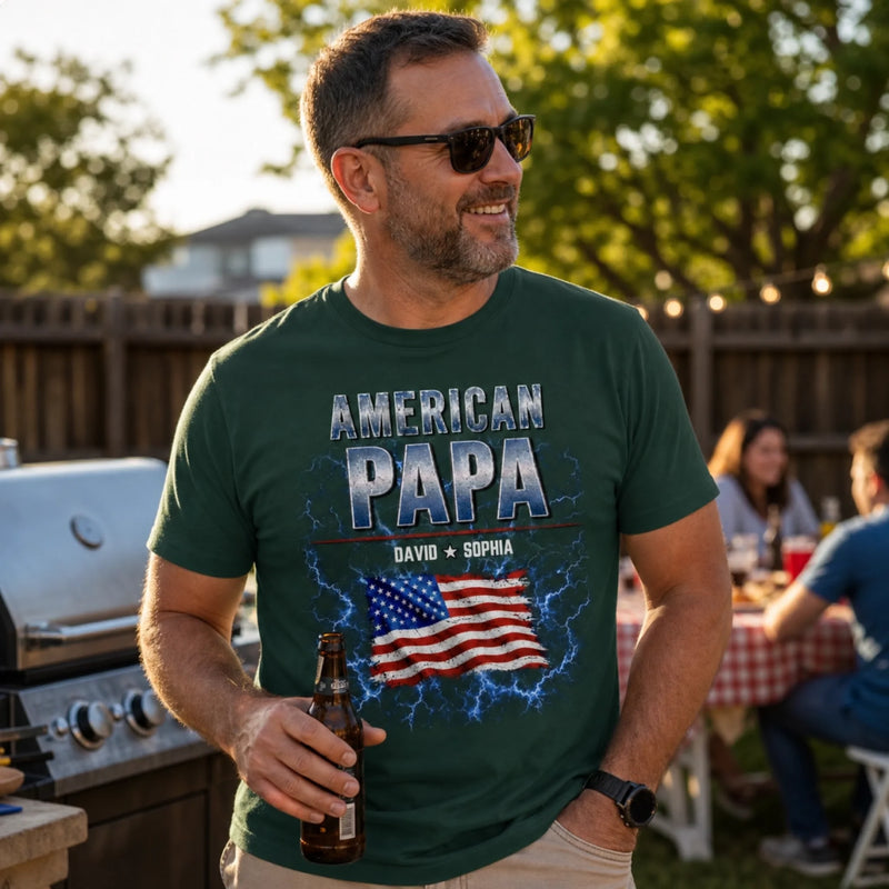 Custom T-shirt, Hoodie - Personalized America 250th Anniversary Father's Day Gifts For Dad, Grandpa - Stars, Stripes & Legacy