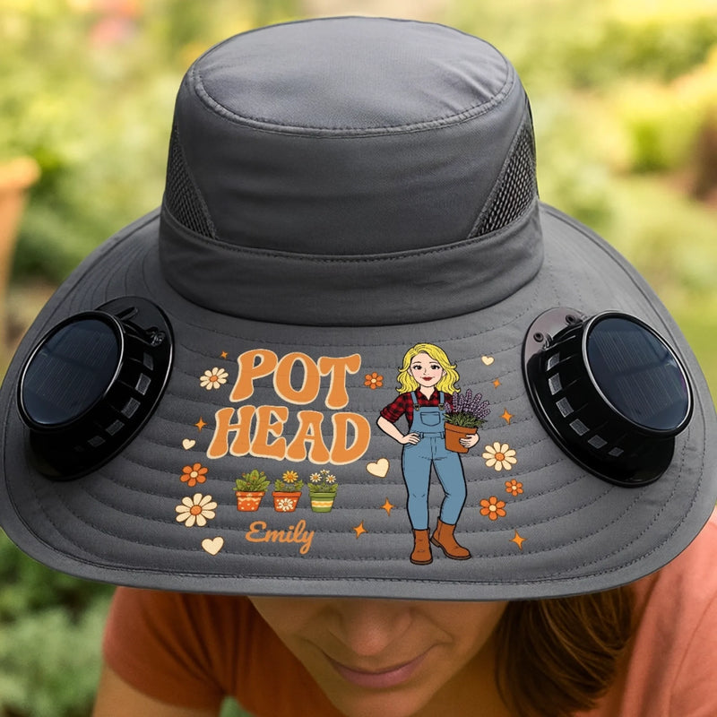 Custom Hat With Fans Solar Power - Personalized Birthday Garden Gifts For Gardeners - Living My Happiest Earthy Dream