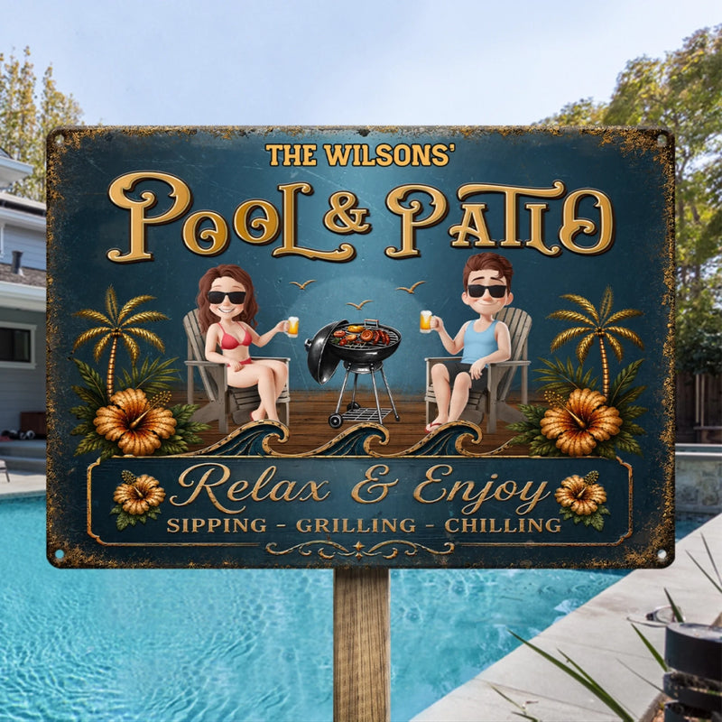 Custom Home Decor Metal Sign - Personalized Summer Vacation And Travel Gifts For Husband And Wife, Him And Her - Our Permanent Summer Escape