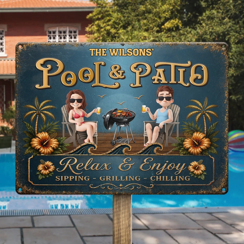 Custom Home Decor Metal Sign - Personalized Summer Vacation And Travel Gifts For Husband And Wife, Him And Her - Our Permanent Summer Escape