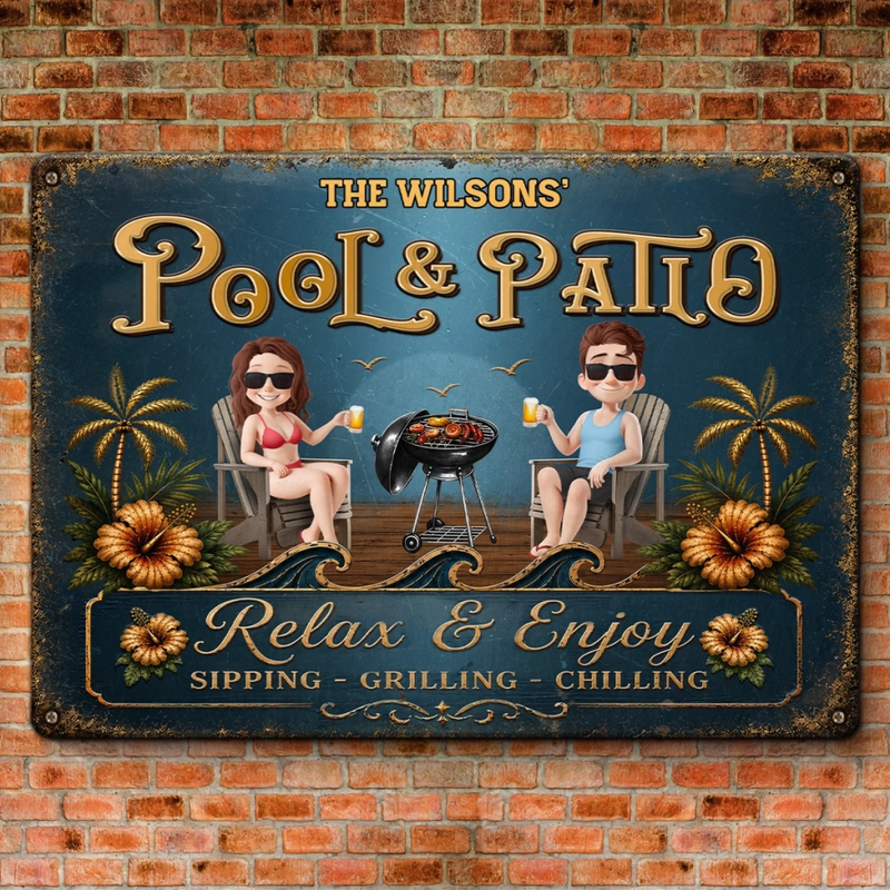Custom Home Decor Metal Sign - Personalized Summer Vacation And Travel Gifts For Husband And Wife, Him And Her - Our Permanent Summer Escape