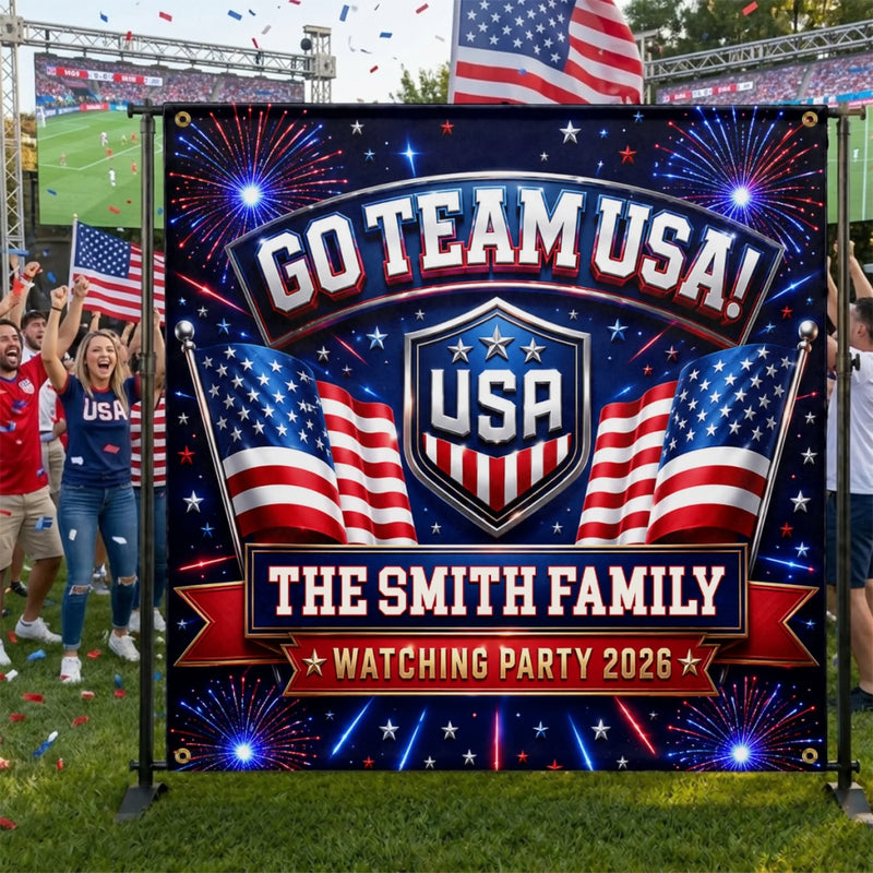 Custom USA World Football Backdrop - Personalized Birthday Gifts For Football Lovers, Sports Fans, Sports Lovers - Rocking The Ultimate Team Spirit
