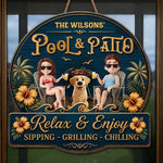 Custom Wood Sign - Personalized Summer Vacation And Travel Gifts For Couple, Dog Lovers - Hot Grill, Cool Furry Nights