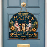 Custom Wood Sign - Personalized Summer Vacation And Travel Gifts For Couple, Dog Lovers - Hot Grill, Cool Furry Nights