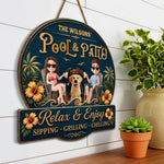 Custom Wood Sign - Personalized Summer Vacation And Travel Gifts For Couple, Dog Lovers - Hot Grill, Cool Furry Nights