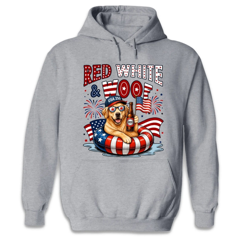 Custom Photo T-shirt, Hoodie - Personalized America 250th Anniversary Gifts For Dog Cat Lovers, Dog Dad And Mom, Cat Owners - Red White And Paws