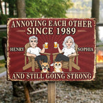 Custom Home Decor Metal Sign - Personalized Anniversary Wedding Gifts For Husband And Wife, Him And Her, Dog Cat Lovers, Dog Dad And Mom - Love Paws And Chaos