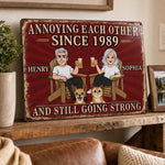 Custom Home Decor Metal Sign - Personalized Anniversary Wedding Gifts For Husband And Wife, Him And Her, Dog Cat Lovers, Dog Dad And Mom - Love Paws And Chaos