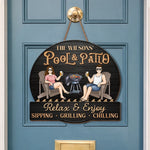 Custom Home Decor Wood Sign - Personalized Anniversary Wedding Gifts For Husband And Wife, Him And Her - Just A Couple, Pool & Patio Sipping Chilling