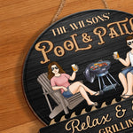 Custom Home Decor Wood Sign - Personalized Anniversary Wedding Gifts For Husband And Wife, Him And Her - Just A Couple, Pool & Patio Sipping Chilling