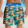 Custom Photo Tropical Hawaiian Aloha Men Beach Shorts - Personalized Summer Vacation And Travel Gifts For Dog Cat Lovers, Dog Dad And Mom, Cat Owners - Paws Sunshine And Smiles