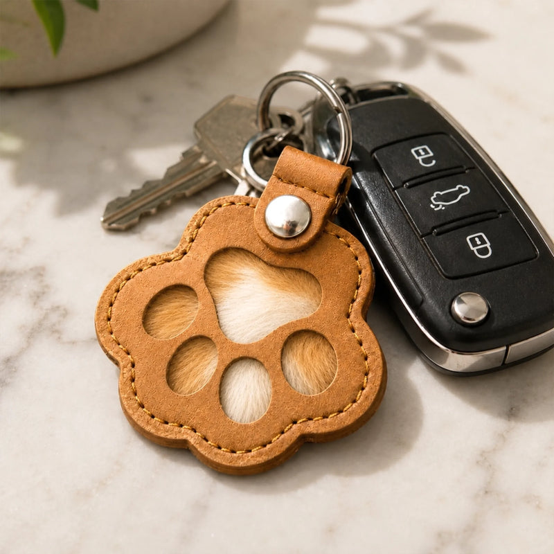 Custom Photo Leather Pet Hair Keychain - Personalized Pet Memorial Sympathy Gifts For Dogs, Cats - Always In My Heart