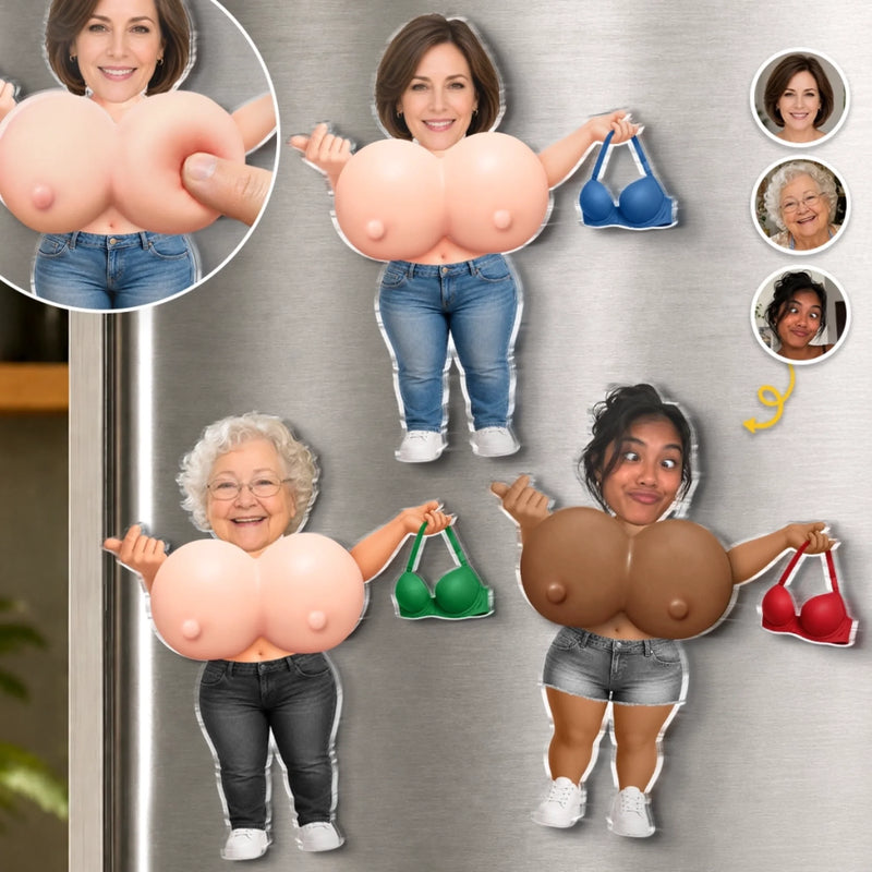 Custom Photo Squishy Boob Acrylic Fridget Magnet - Personalized Anniversary Wedding Gifts For Husband And Wife, Him And Her - My Favorite Companion To Tease