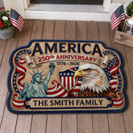 Custom Shaped Doormat - Personalized America 250th Anniversary Gifts For Mom, Dad, Brother, Sister, Kids - United In Pride And Honor