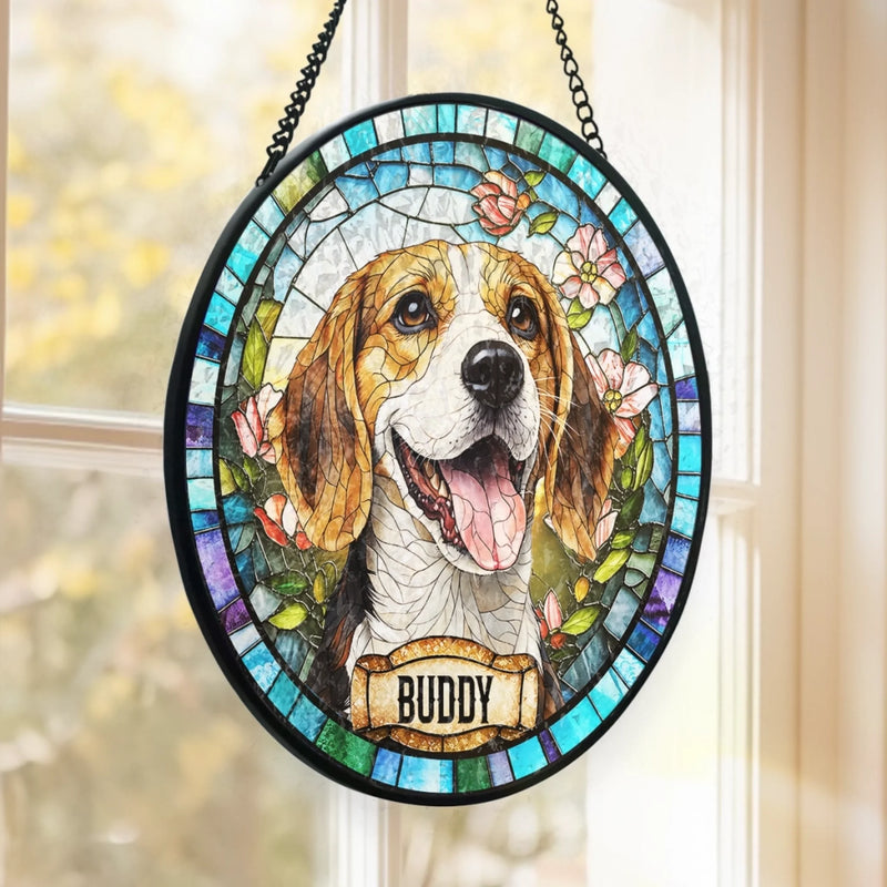 Custom Photo Stained Glass Window Hanging Suncatcher - Personalized Birthday Gifts For Dog Cat Lovers, Dog Dad And Mom, Cat Owners - A Bond That Lasts Forever