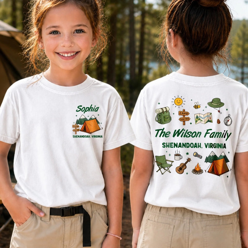 Custom Cousin Camp Youth Tee - Personalized Camping Birthday Gifts For Campers, Kids - Making Memories One Splash At A Time