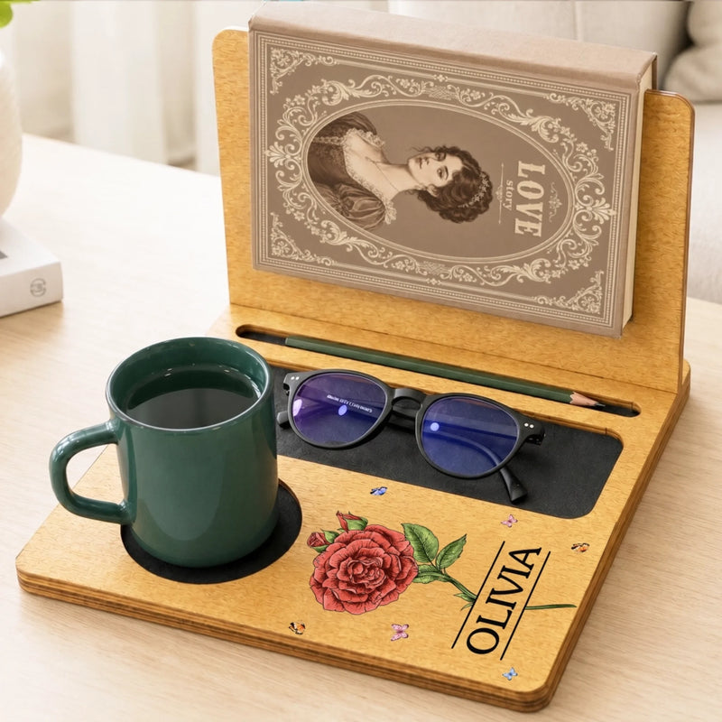 Custom Birth Flower Book Holder Stand - Personalized Bookish Gifts For Book Lovers, Bookworms, Readers - Books Before Chores