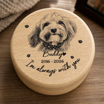 Custom Photo Wooden Pet Fur Keepsake Box - Personalized Pet Memorial Gifts For Dogs, Cats - Forever In My Heart