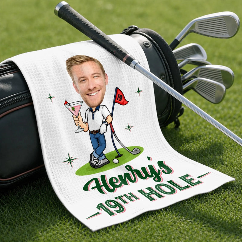 Custom Photo Golf Towel - Personalized Birthday Gifts For Golf Lovers, Sports Fans, Sports Lovers - Golf Is My Happy Place