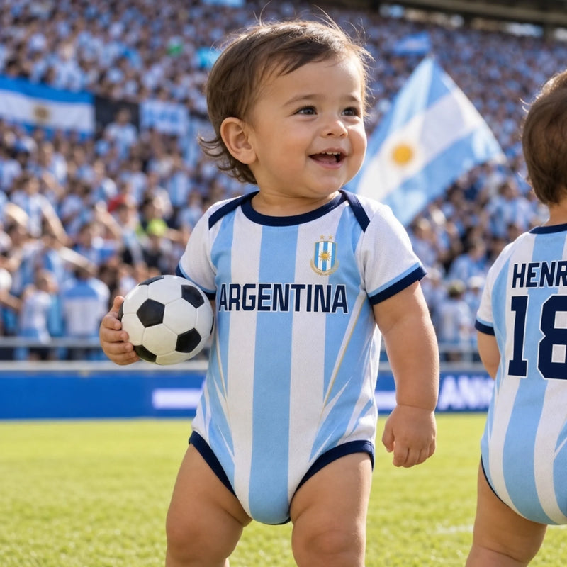 Custom World Football Baby Jersey Bodysuit
 - Personalized Baby Shower, Gender Reveal Gifts For New Moms, New Dads, Football Lovers - Youngest Eagle On The Pitch