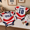 Custom World Football Baby Jersey Bodysuit
 - Personalized Baby Shower, Gender Reveal Gifts For New Moms, New Dads, Football Lovers - Youngest Eagle On The Pitch
