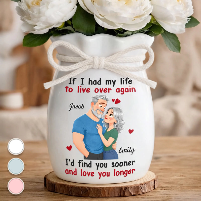 Custom Flower Vase With Ribbon - Personalized  Anniversary Wedding Gifts For Husband And Wife, Him And Her - Loving You All Over Again